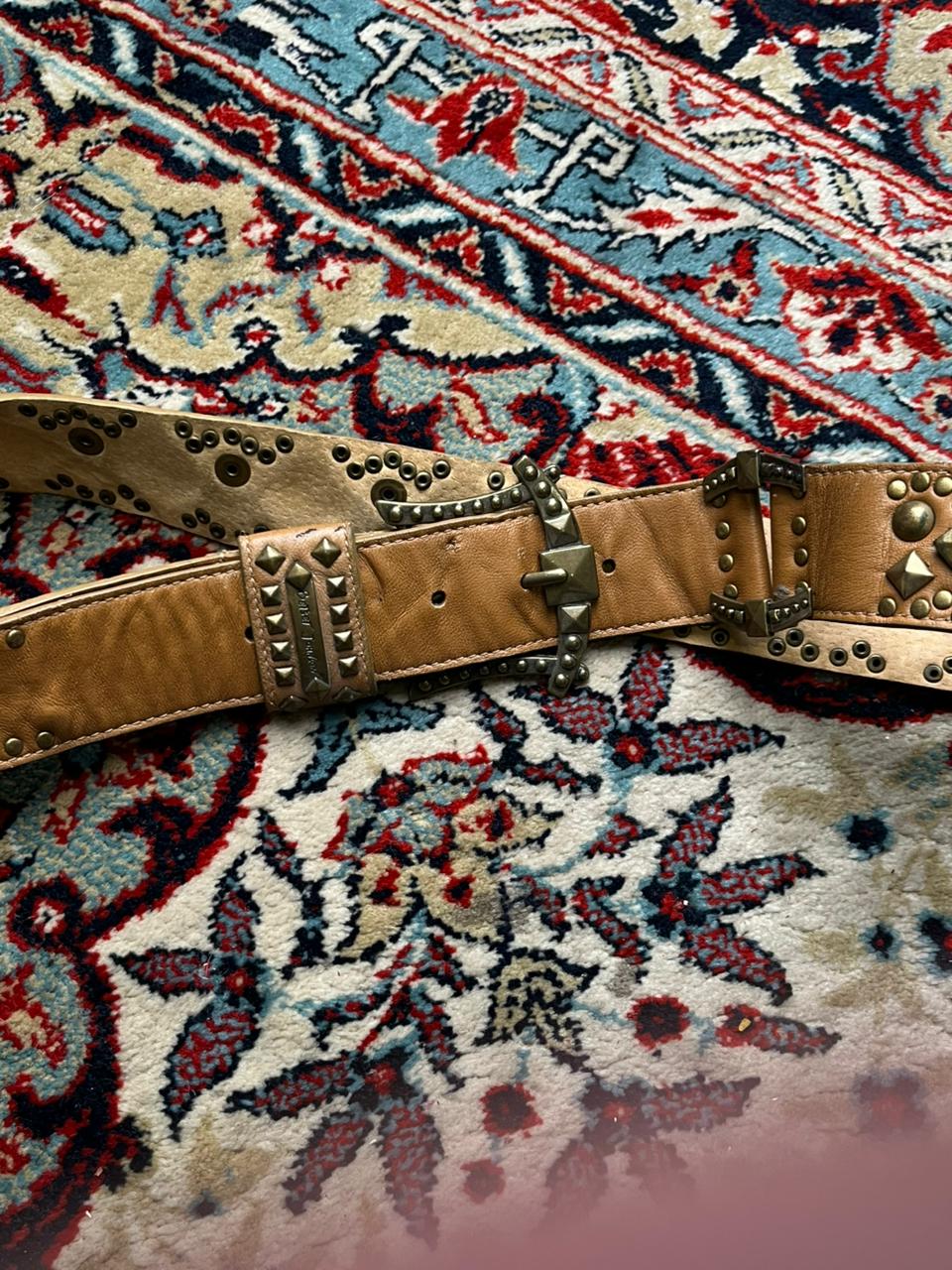 Betsey Johnson Genuine Leather Studded Belt