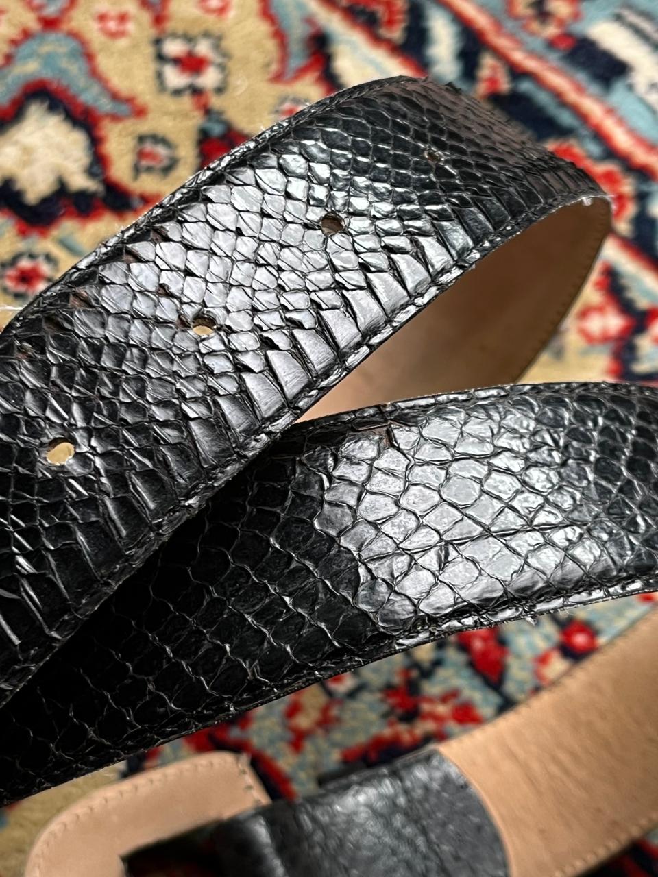 AXIOM VINTAGE GENUINE SNAKE SKIN LEATHER BLACK BELT
