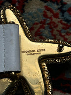 MICHAEL KORS WHITE LEATHER STARFISH RHINESTONE CRYSTAL BELT
