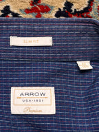 ARROW USA 1851 Blue Grid Slim Fit BUTTON DOWN SHIRT