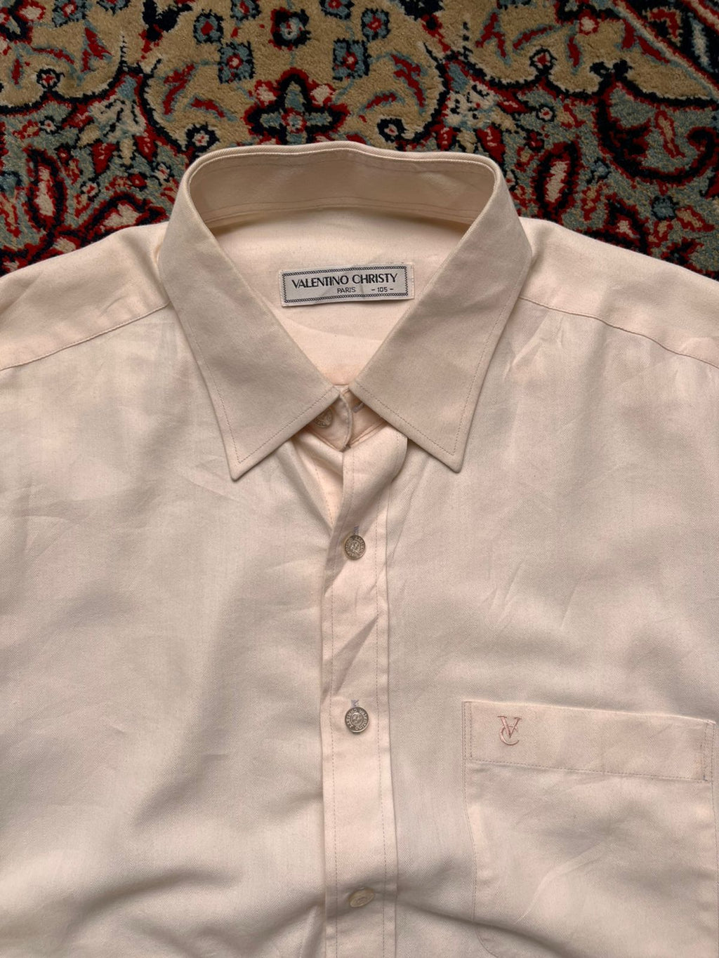 VALENTINO CHRISTY Paris Cream Herringbone BUTTON DOWN SHIRT