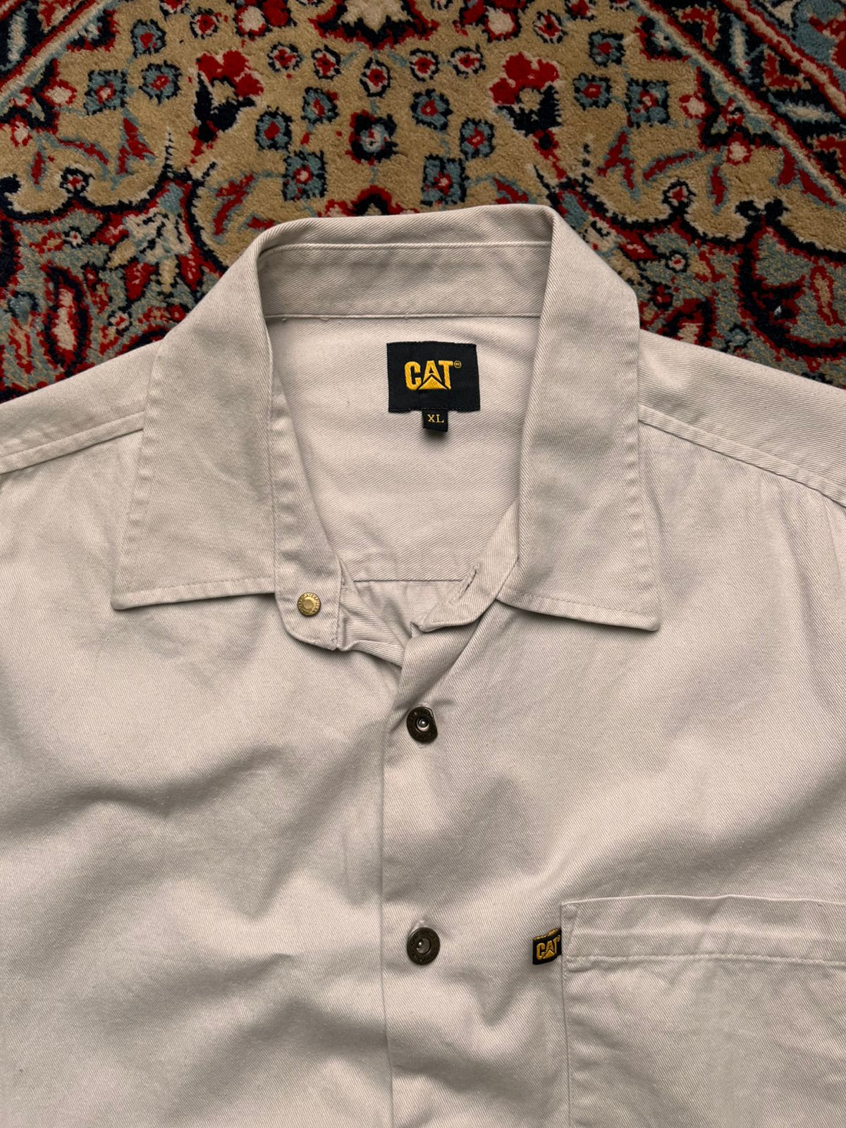 CATERPILLAR CAT Workwear Beige Cotton Canvas BUTTON DOWN SHIRT