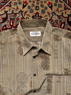 Vintage WINGSPOT Elegant Abstract Textured Silk Feel BUTTON DOWN SHIRT