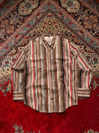 Vintage COMPLICES Khalua Jeans Vertical Earth Tone Stripe BUTTON DOWN SHIRT