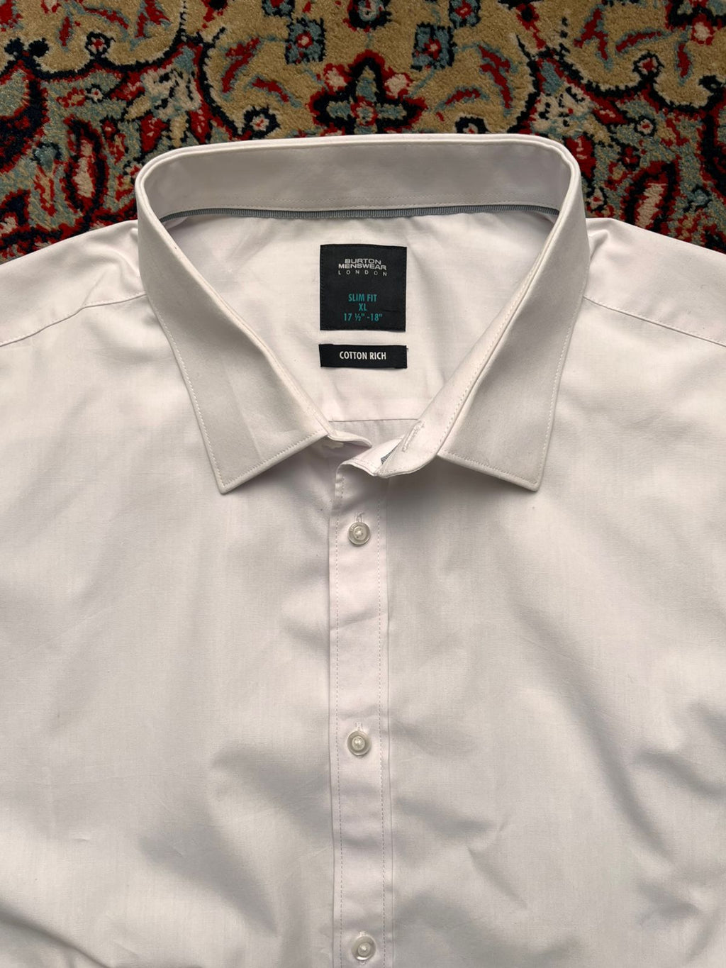 Burton Menswear London White Cotton Slim Fit BUTTON DOWN SHIRT