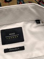 Moss London White Extra Slim Fit Cotton Blend BUTTON DOWN SHIRT