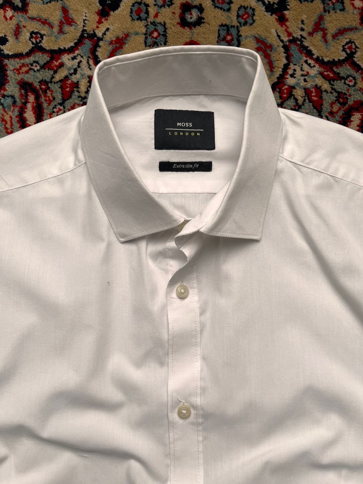 Moss London White Extra Slim Fit Cotton Blend BUTTON DOWN SHIRT