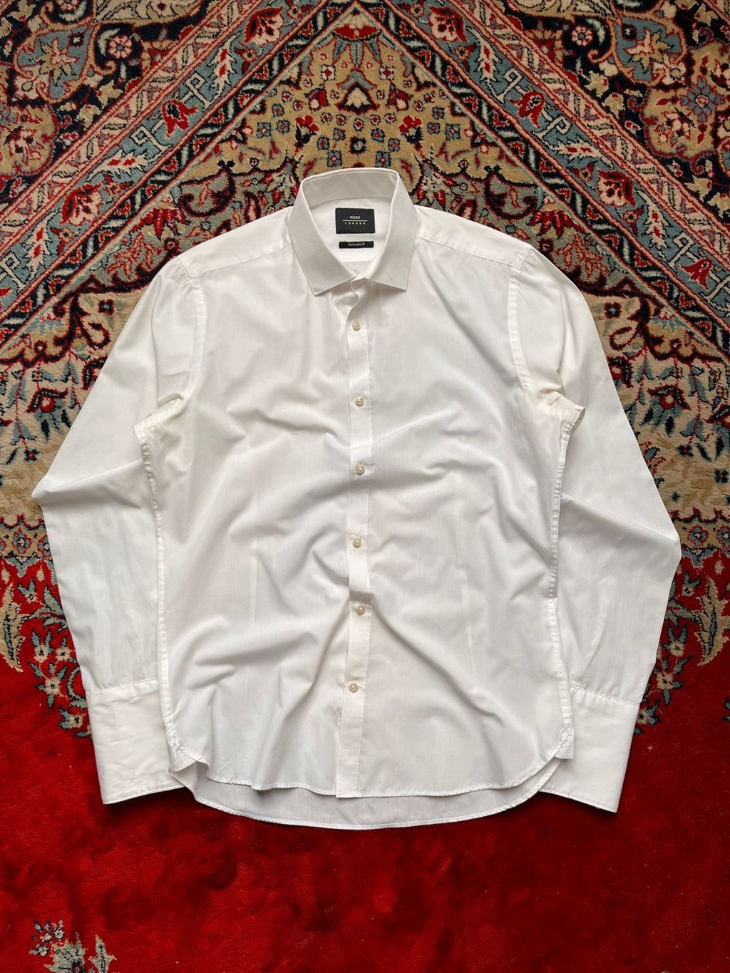 Moss London White Extra Slim Fit Cotton Blend BUTTON DOWN SHIRT