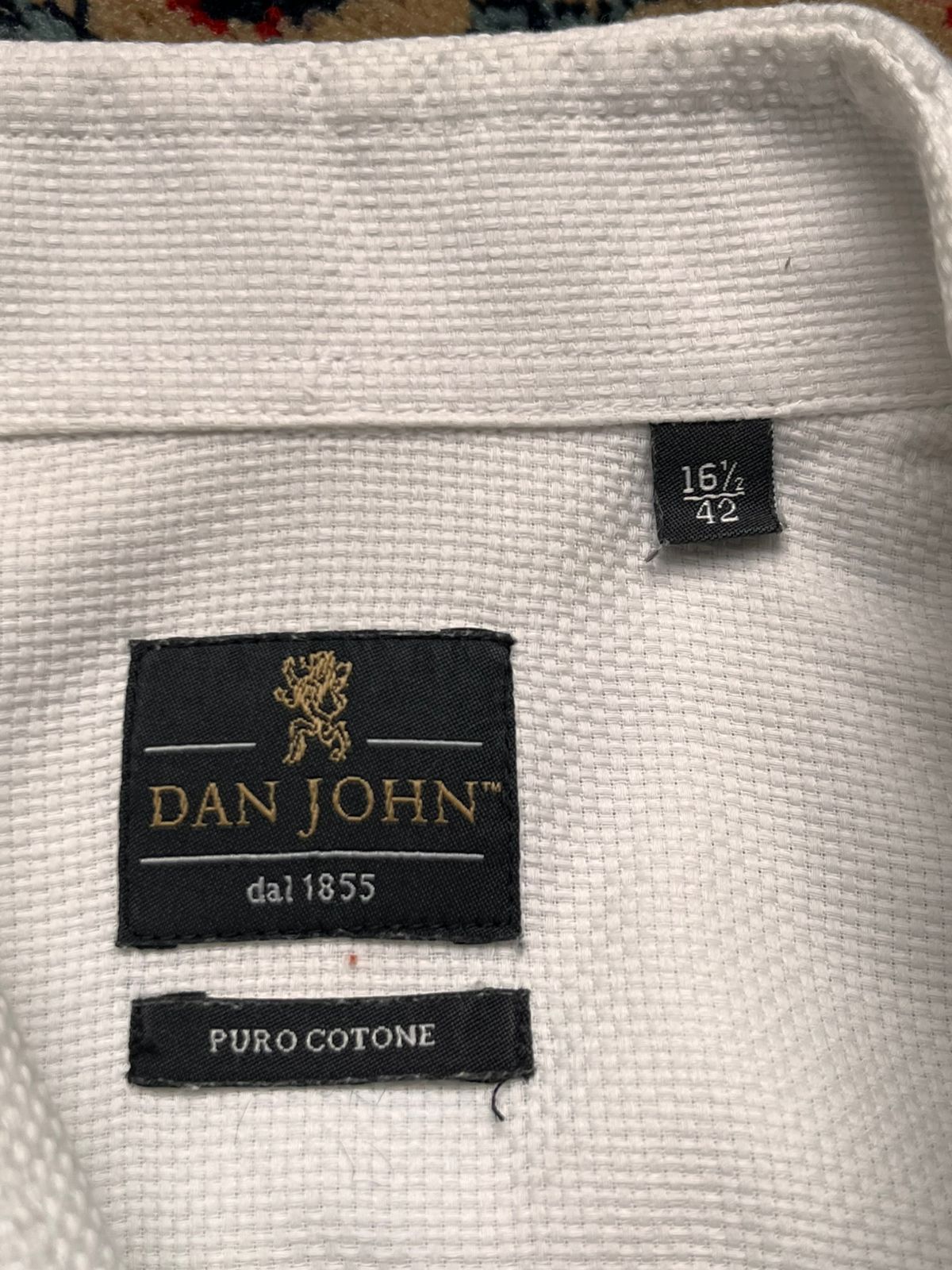 DAN JOHN Italy Puro Cotone White Textured Slim Fit BUTTON DOWN SHIRT