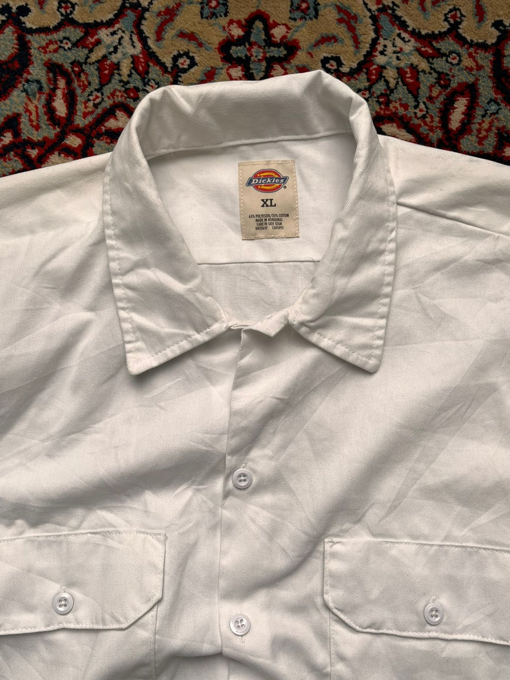 DICKIES White Work WEAR Dual Pocket Poly Cotton BUTTON DOWN SHIRT