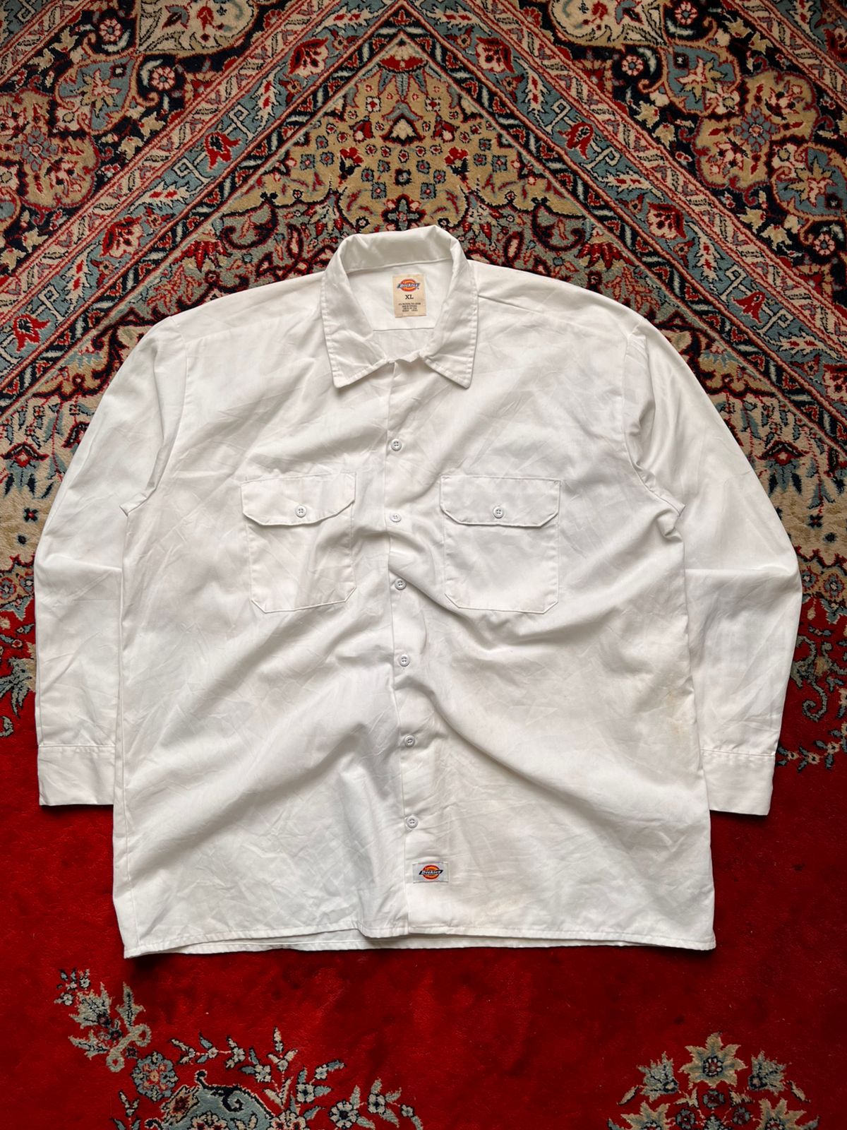 DICKIES White Work WEAR Dual Pocket Poly Cotton BUTTON DOWN SHIRT