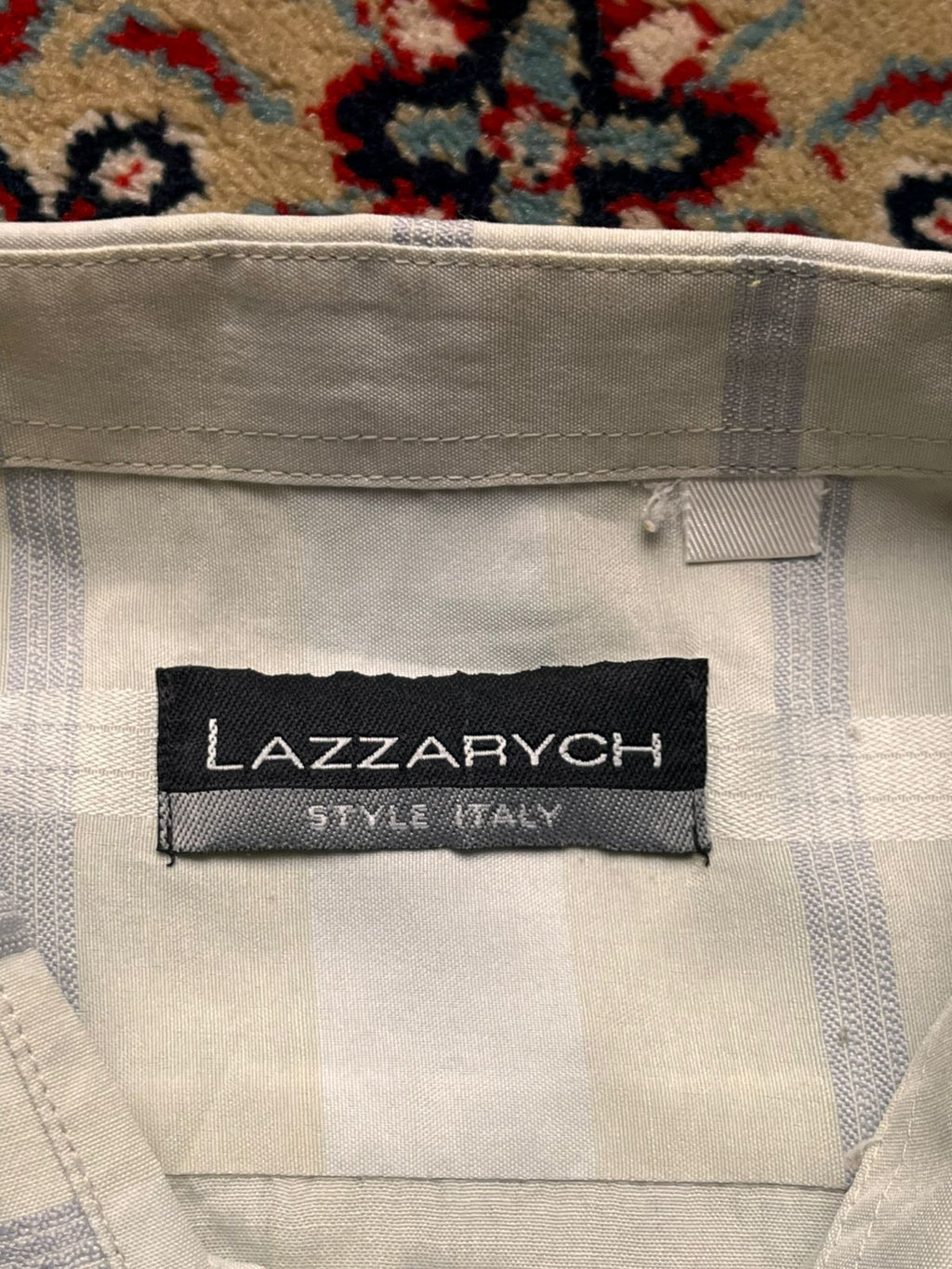 Lazzarych Italy Beige Grey Plaid Casual Pocket BUTTON DOWN SHIRT