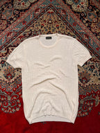 Zara Men's White Textured Waffle Knit Slim Fit Crewneck TEE