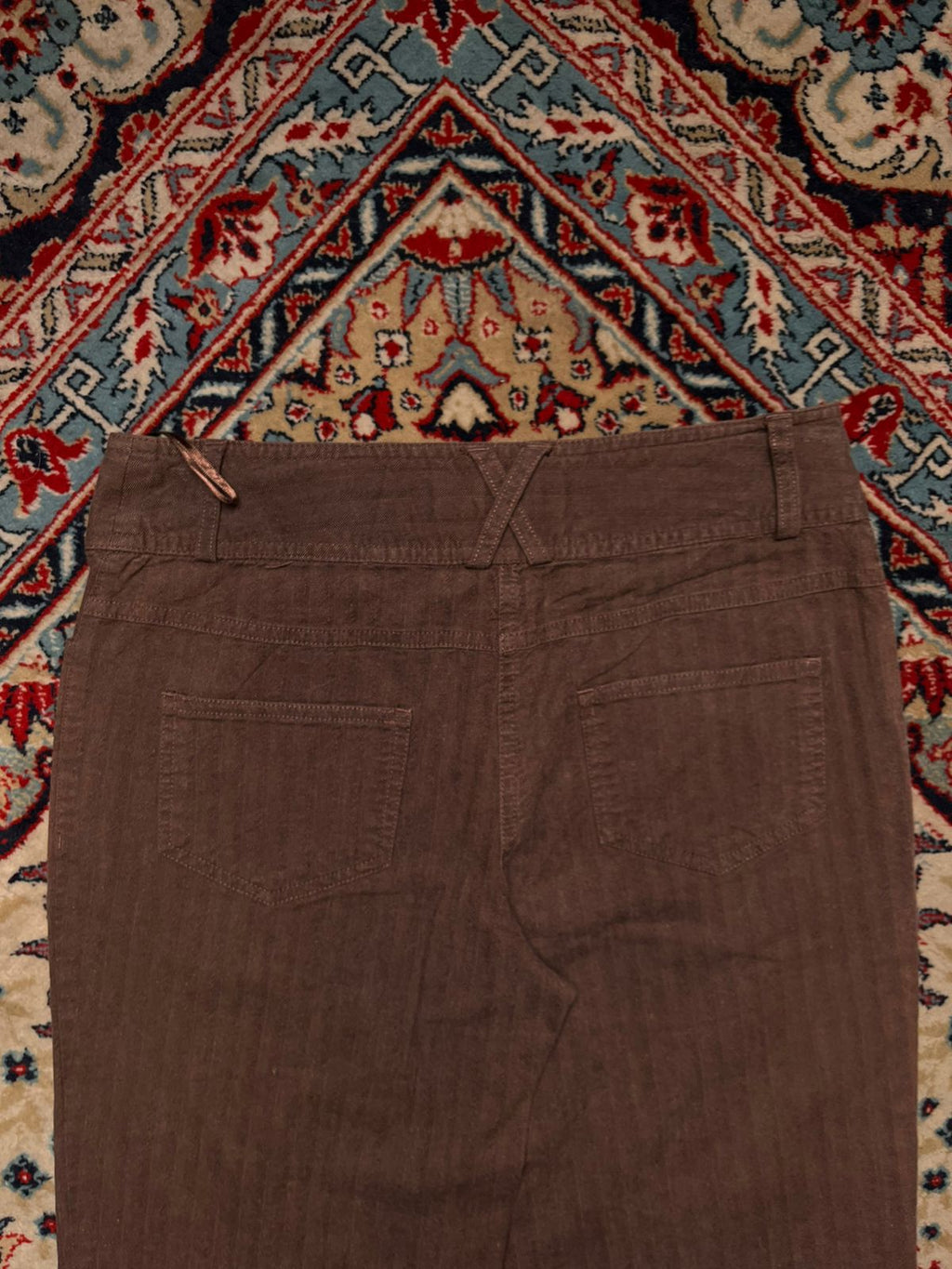 PER UNA M&S HERRINGBONE TEXTURE BROWN TROUSER