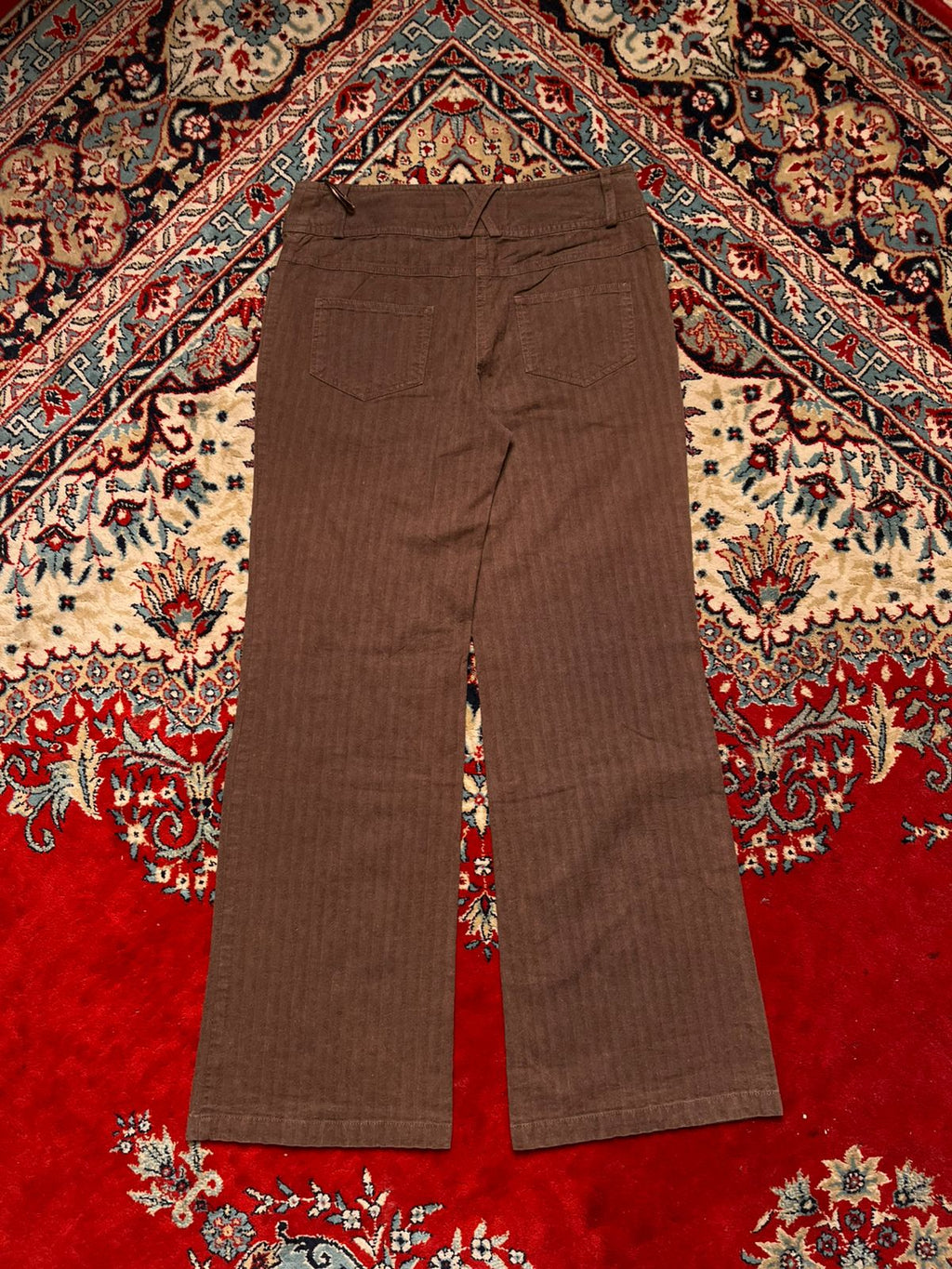 PER UNA M&S HERRINGBONE TEXTURE BROWN TROUSER