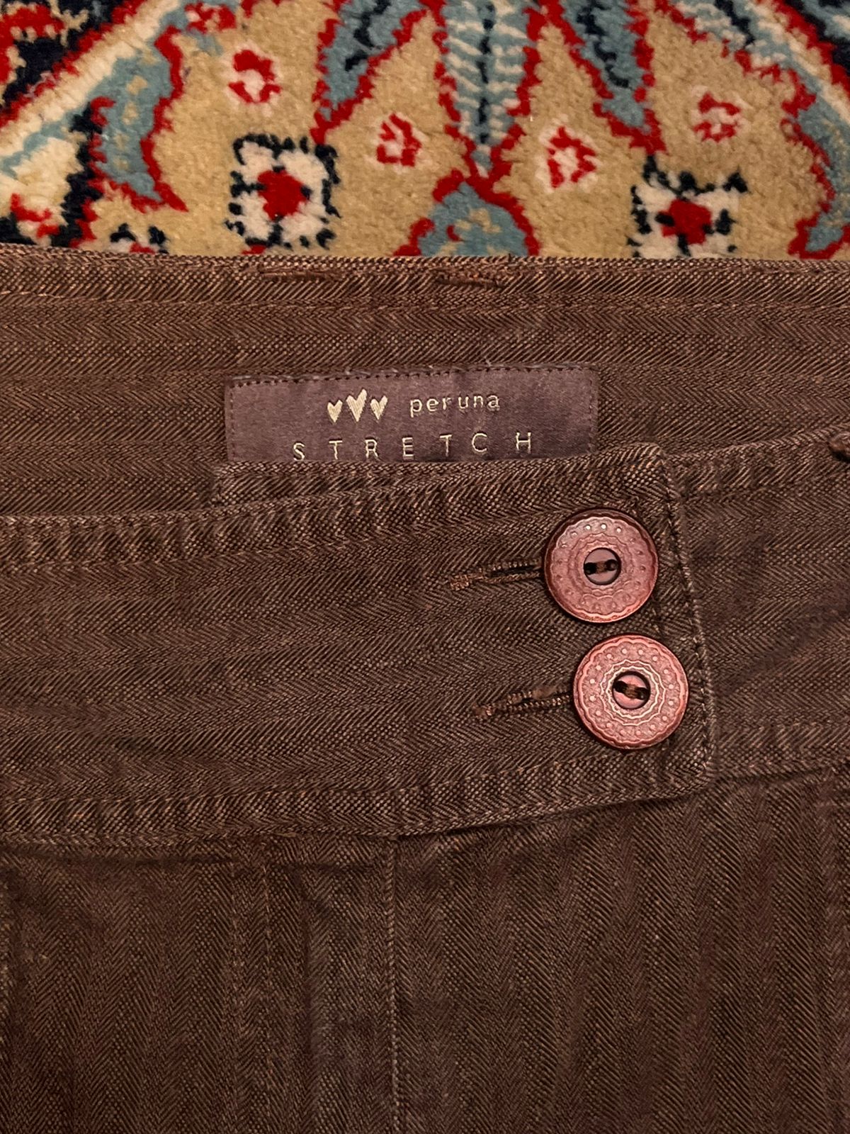 PER UNA M&S HERRINGBONE TEXTURE BROWN TROUSER