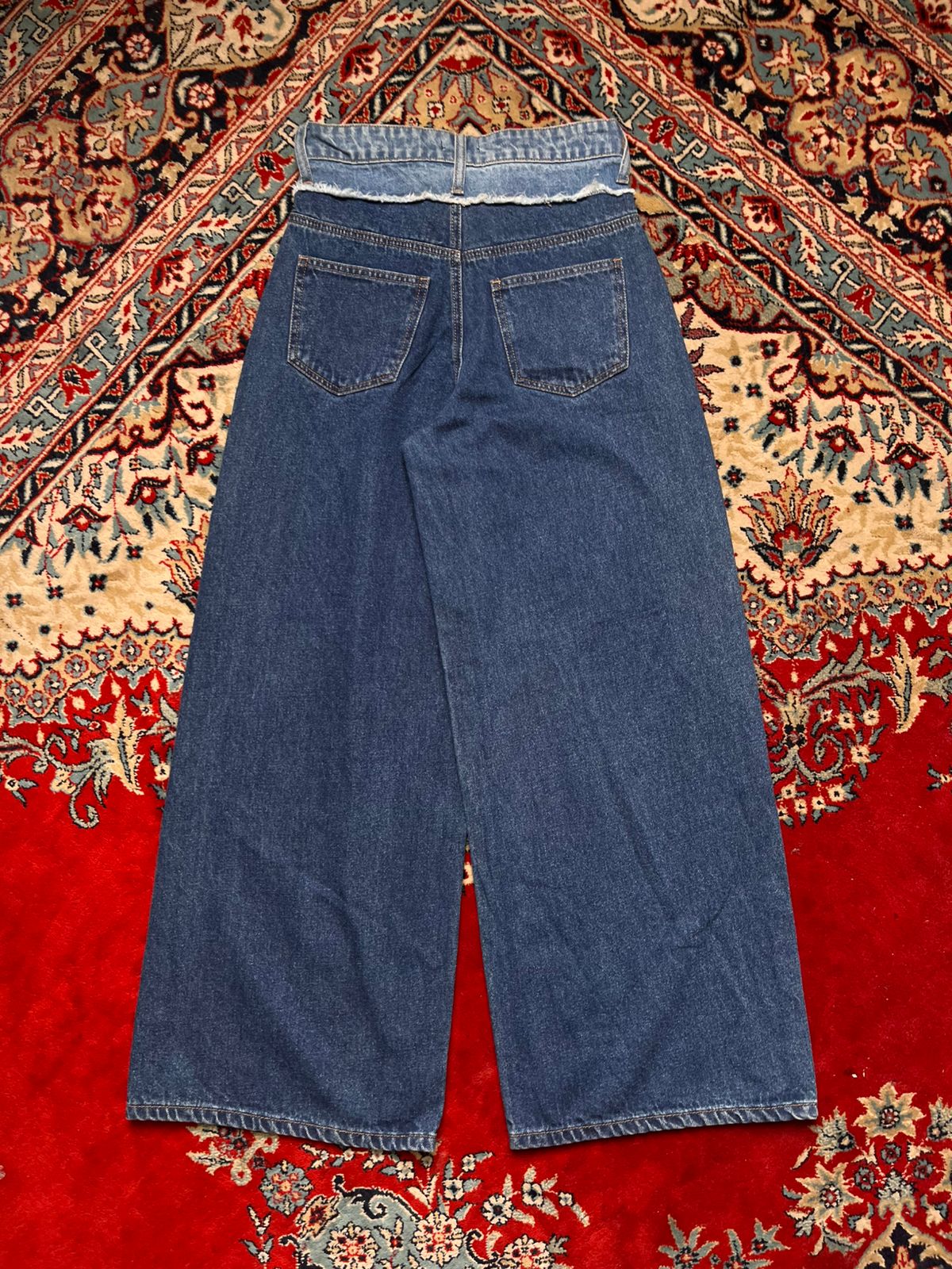 BOOHOO Double Waistband Frayed JEANS