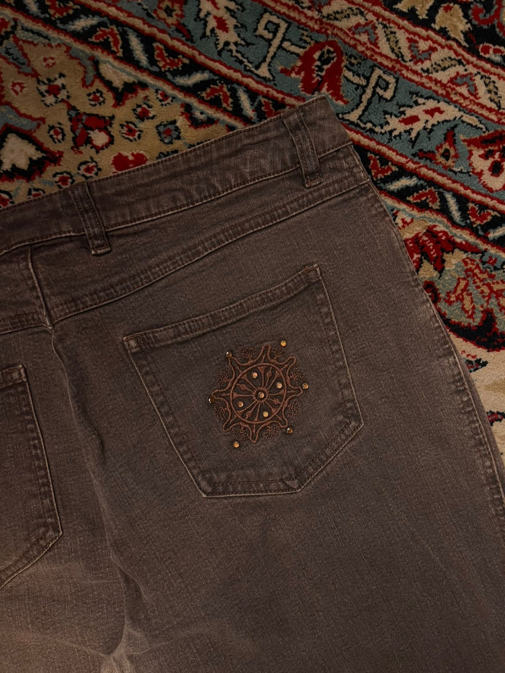 JOY Brown Straight FIT Embellished Pocket WOMEN JEANS