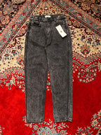 Firetrap London Black Acid Wash MOM JEANS
