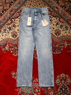 Light Wash High Waisted Button Fly Straight FIT Jeans