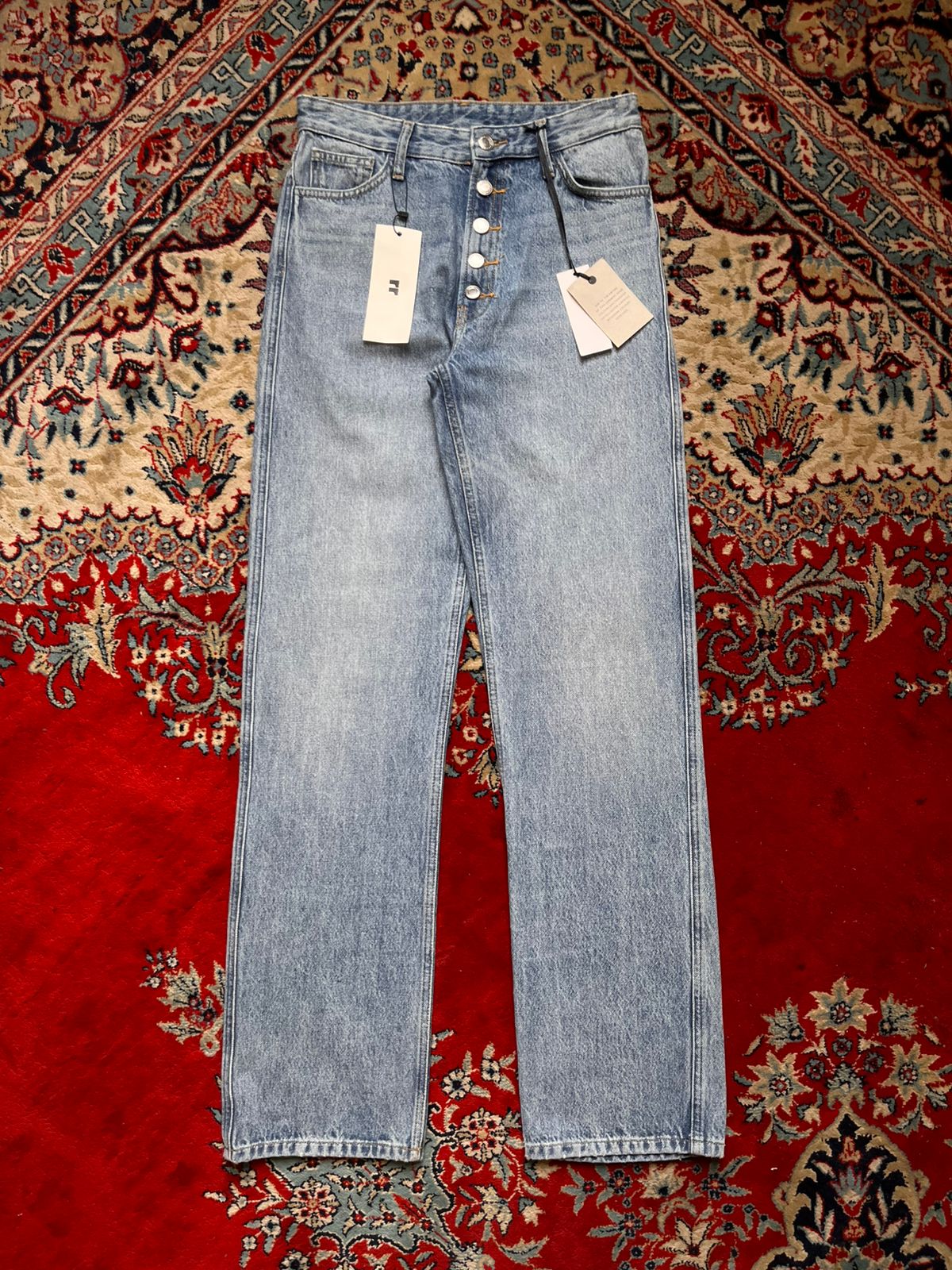 Light Wash High Waisted Button Fly Straight FIT Jeans