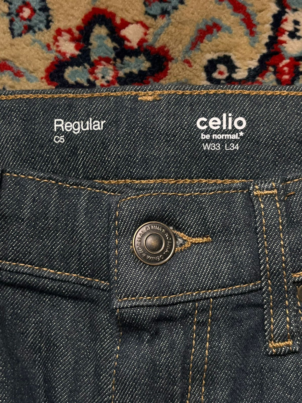 CELIO Dark Wash Straight Fit Denim PANTS - 32