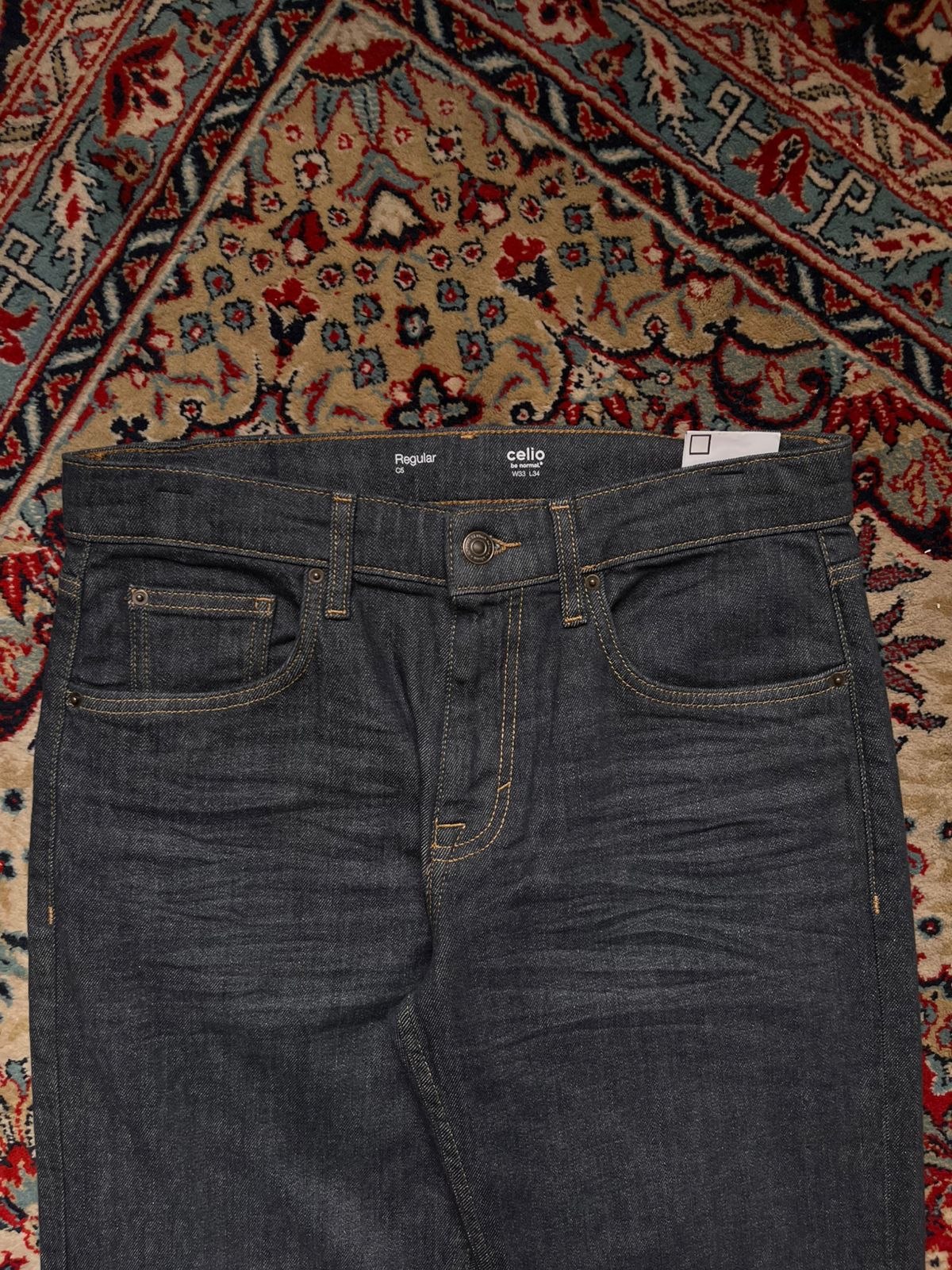 CELIO Dark Wash Straight Fit Denim PANTS - 32