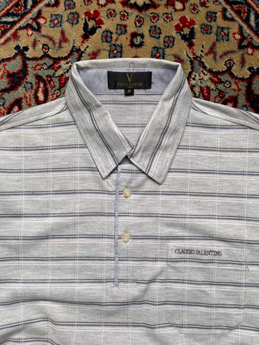 CLAUDIO VALENTINO PARIS STRIPED POLO SHIRT