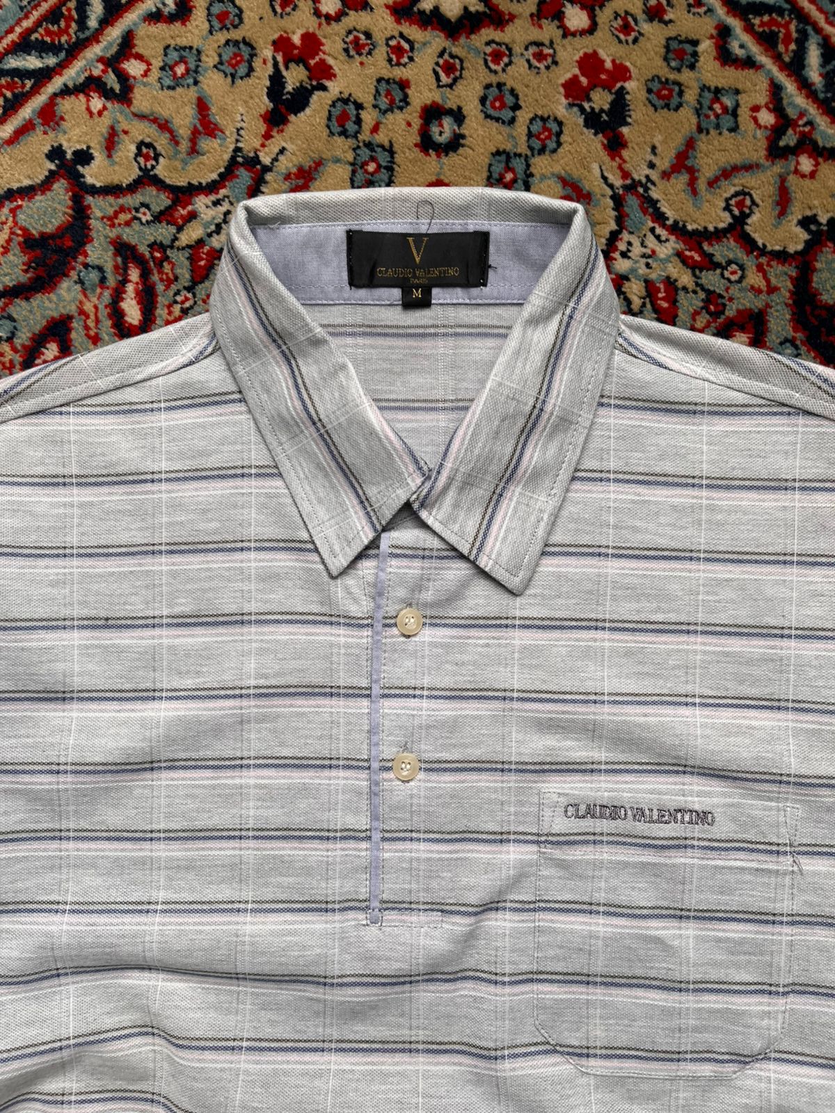 CLAUDIO VALENTINO PARIS STRIPED POLO SHIRT
