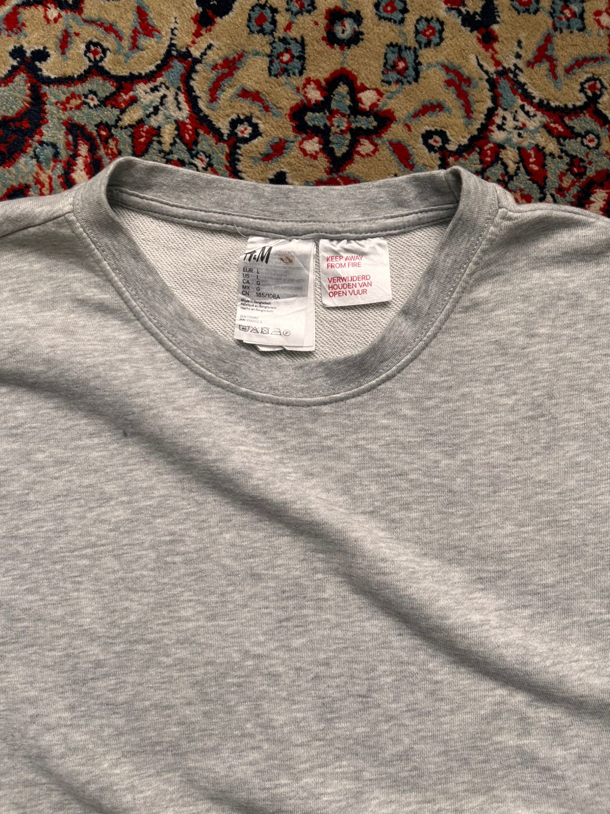 H&M GREY MARL OVERSIZED HEAVYWEIGHT CASUAL TEE