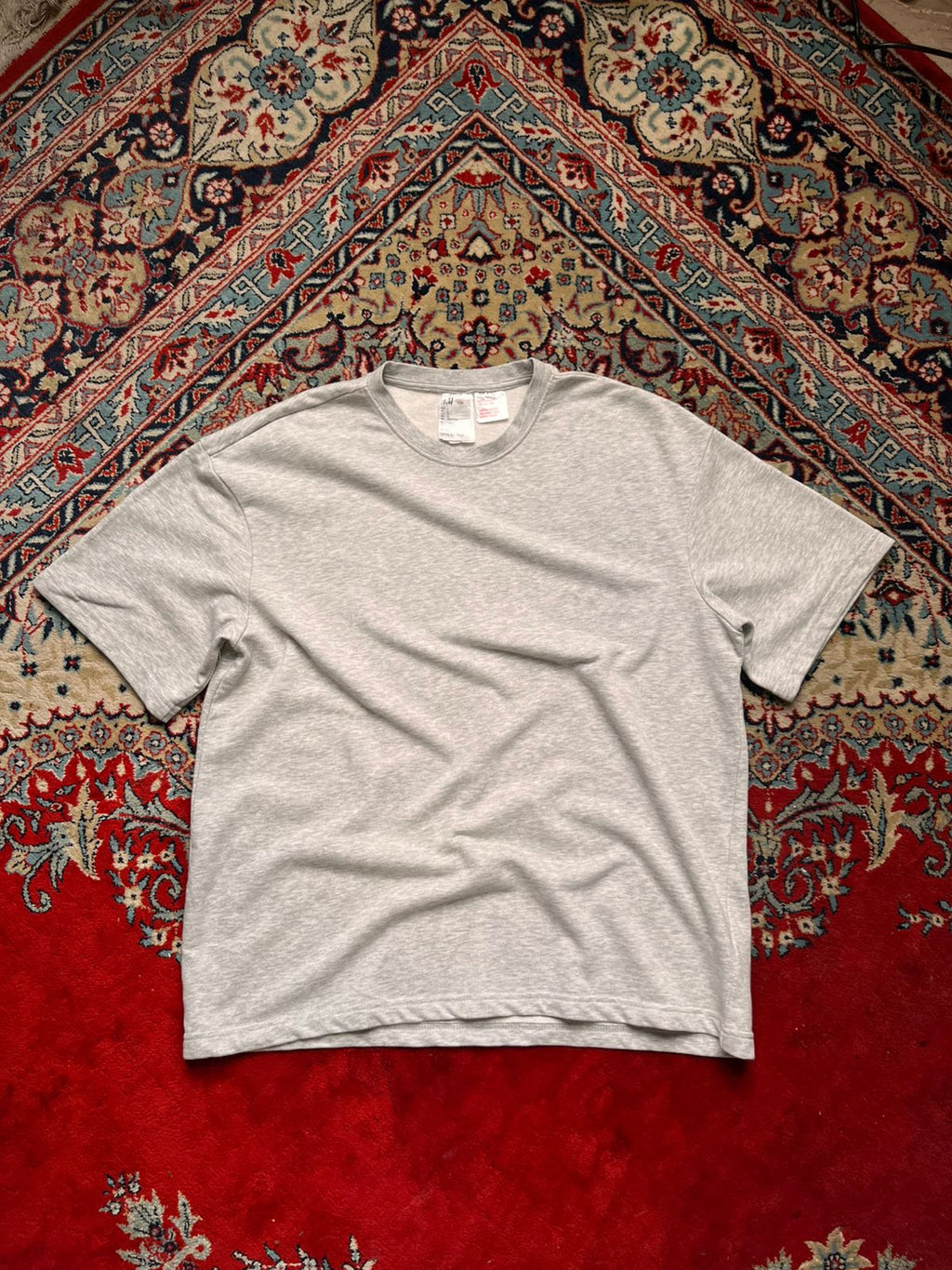 H&M GREY MARL OVERSIZED HEAVYWEIGHT CASUAL TEE