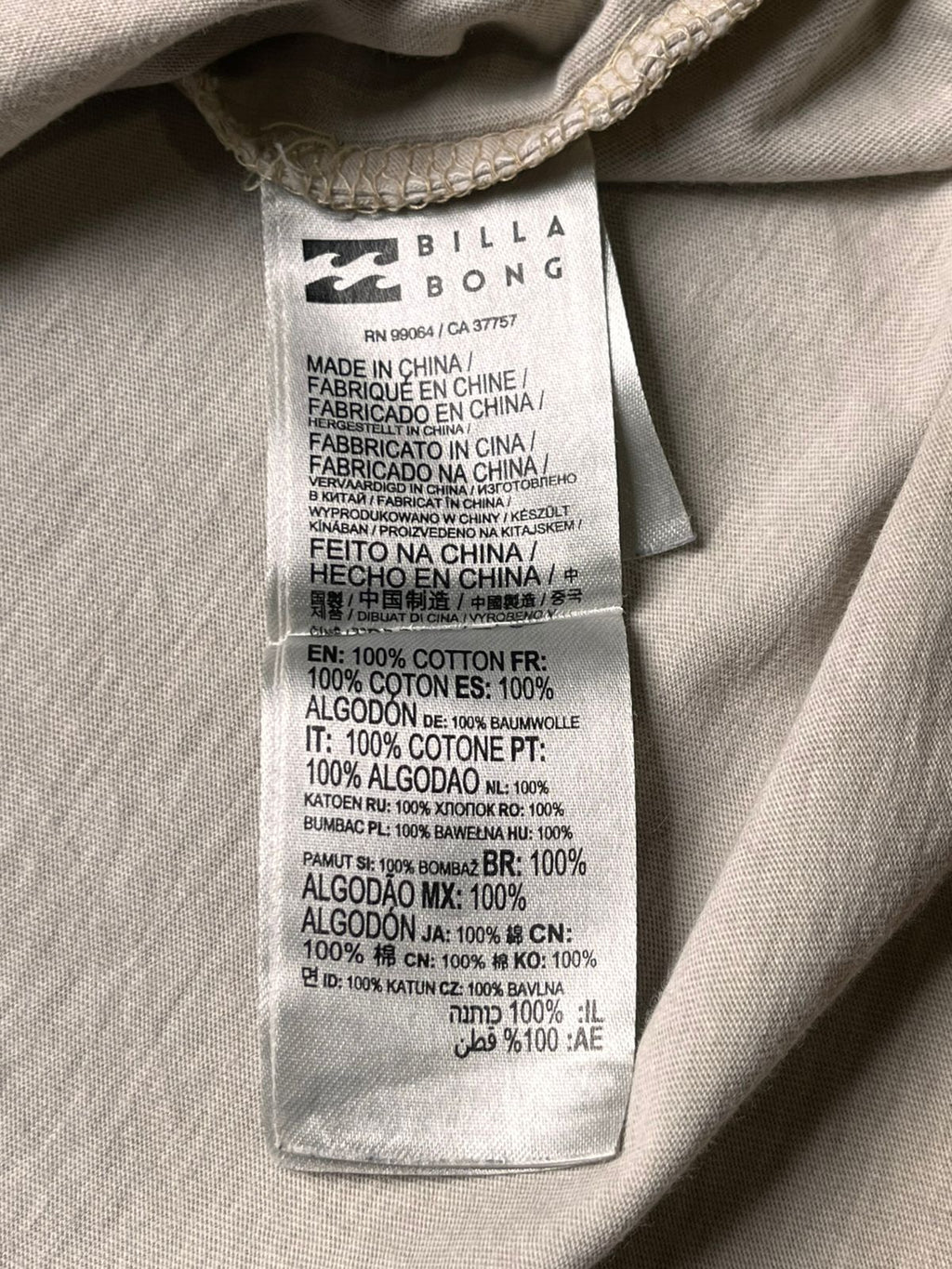 BILLABONG Wave Washed Tan Beige Graphic TEE