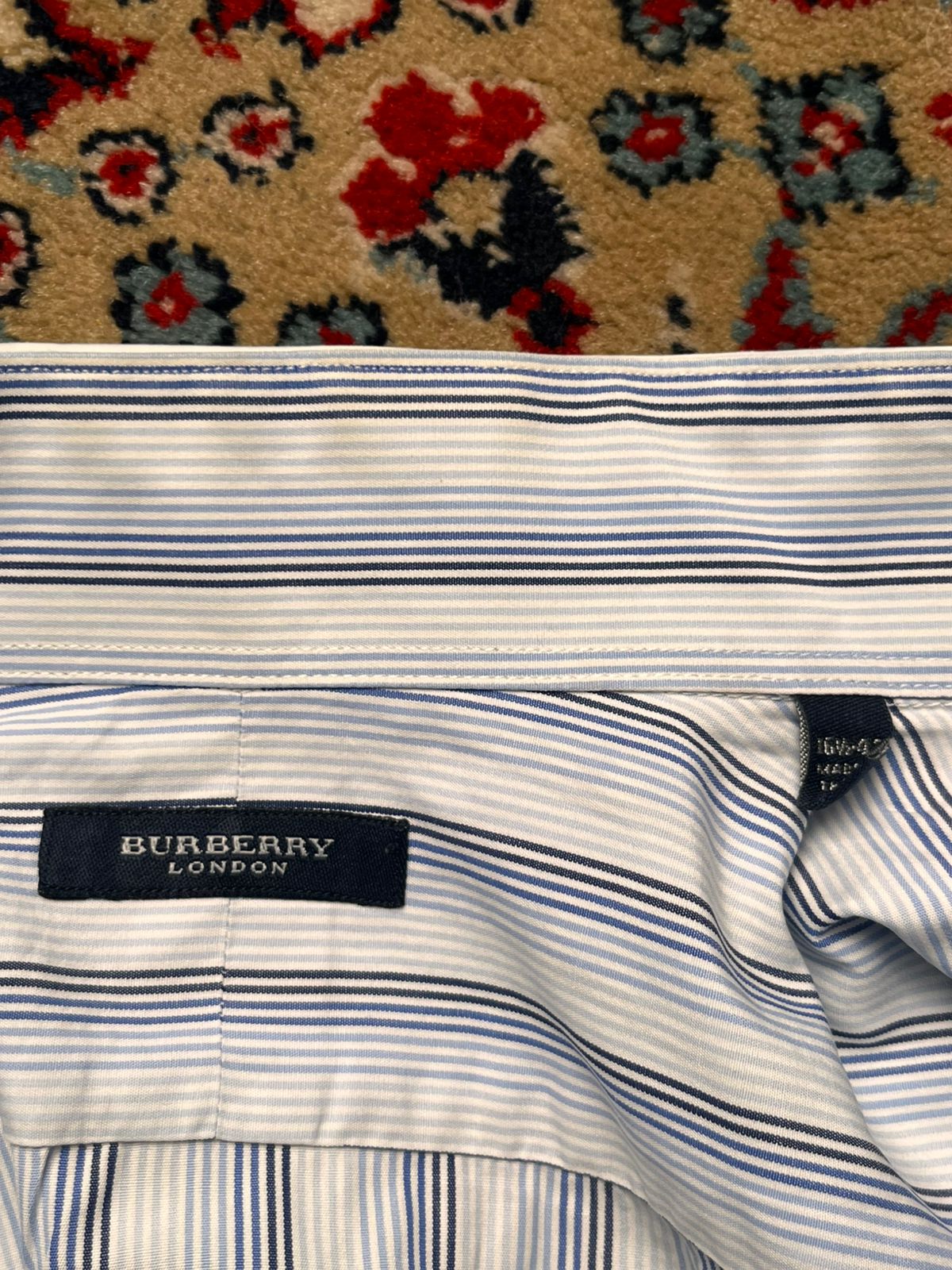 BURBERRY LONDON Striped Blue White Cotton BUTTON DOWN SHIRT