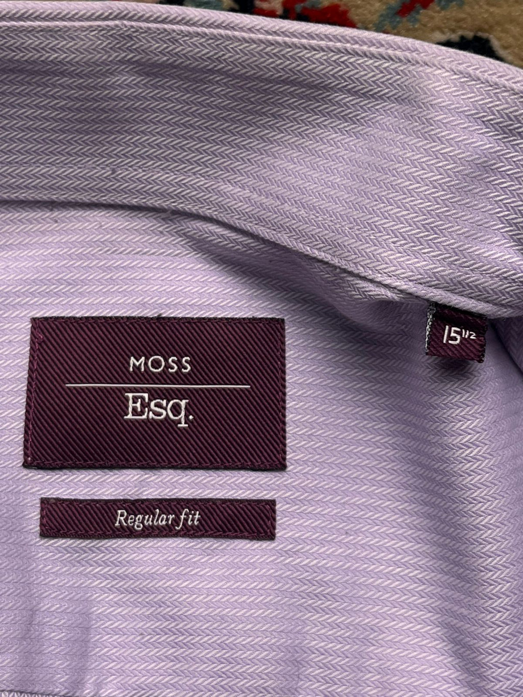 MOSS ESQ Purple Lilac Herringbone Textured Regular Fit BUTTON DOWN SHIRT