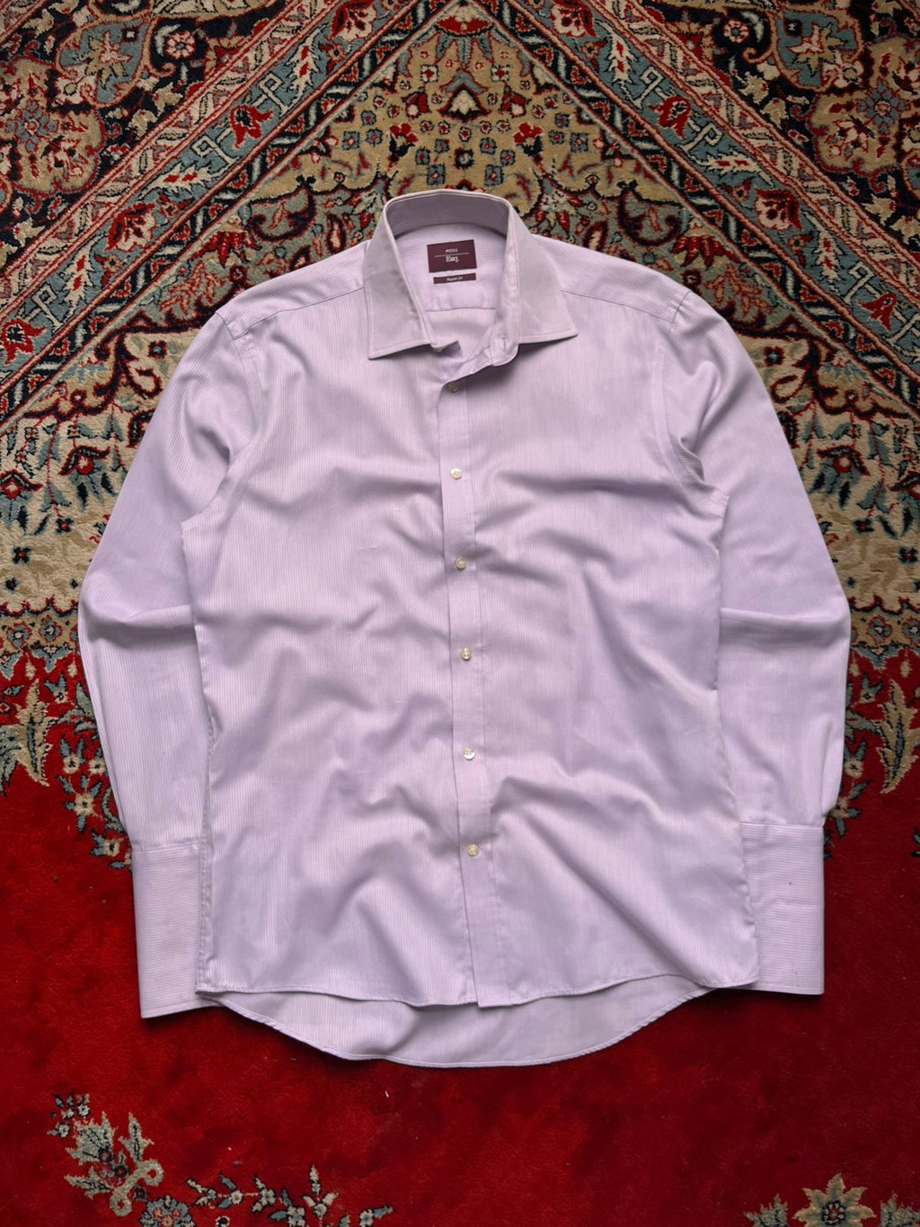 MOSS ESQ Purple Lilac Herringbone Textured Regular Fit BUTTON DOWN SHIRT