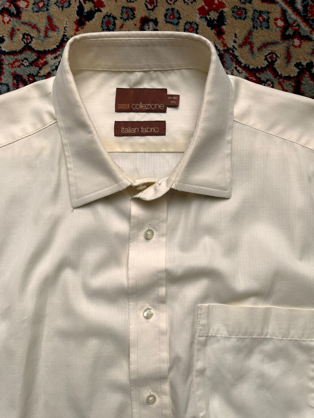 MARKS & SPENCER COLLEZIONE ITALIAN FABRIC CREAM BUTTON DOWN SHIRT