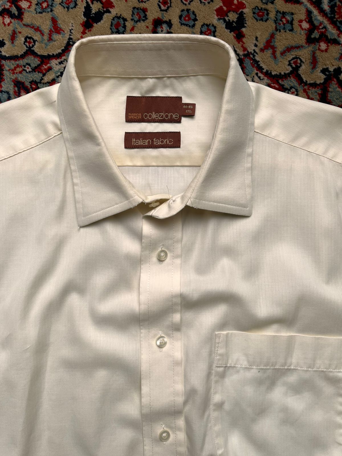 MARKS & SPENCER COLLEZIONE ITALIAN FABRIC CREAM BUTTON DOWN SHIRT