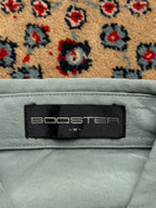 BOOSTER Vintage Sage Green Silk Touch Abstract Panel Graphic BUTTON DOWN SHIRT