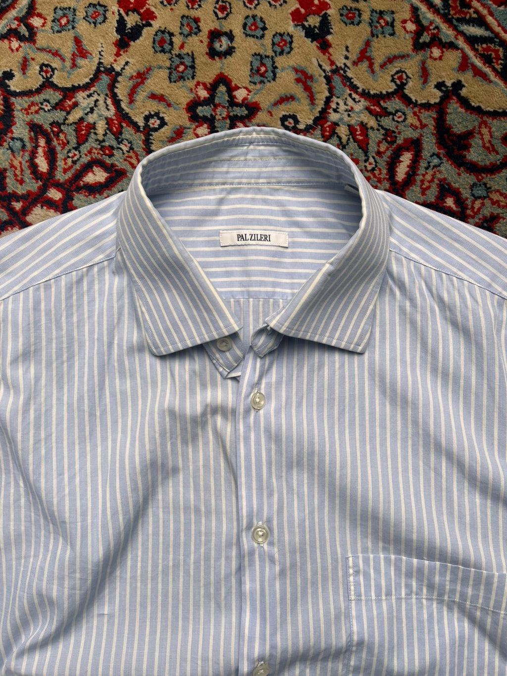 PAL ZILERI Cotton Light Blue White Stripe BUTTON DOWN SHIRT