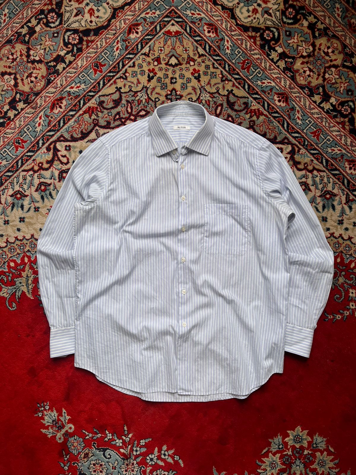 PAL ZILERI Cotton Light Blue White Stripe BUTTON DOWN SHIRT