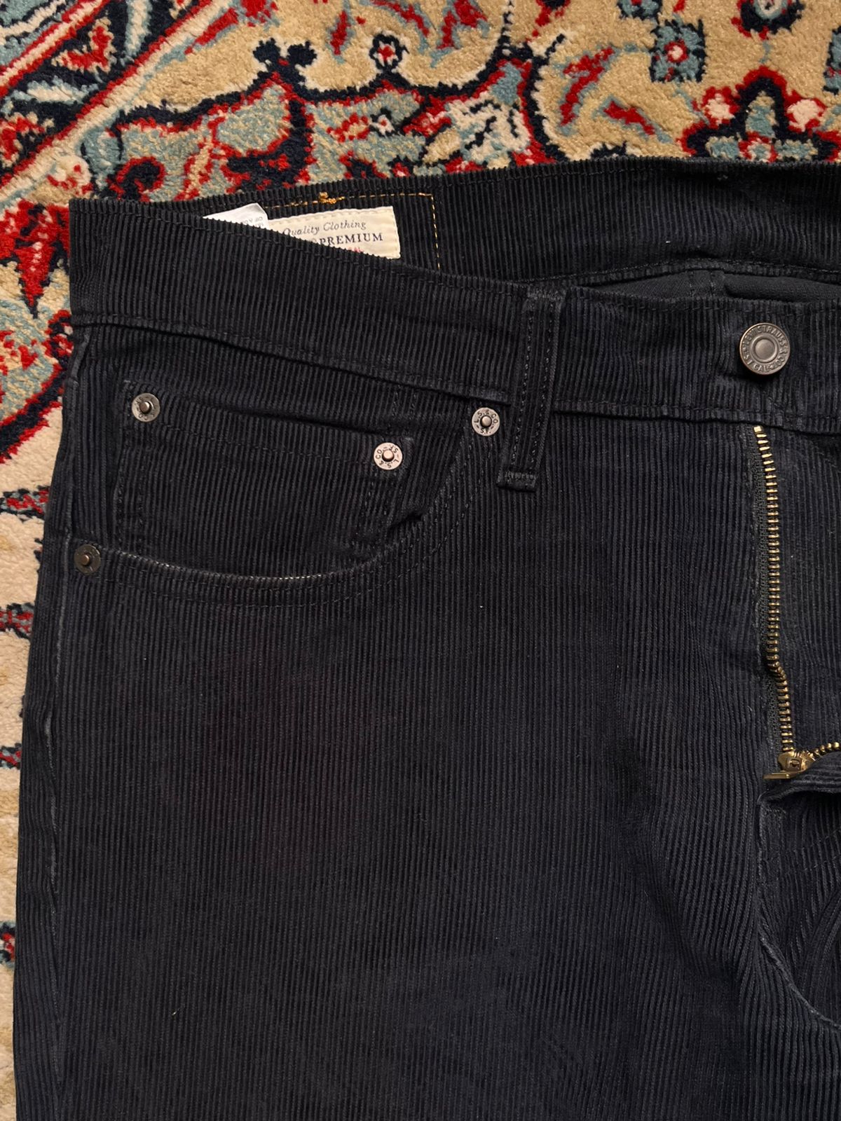 LEVI'S PREMIUM 511 STRAIGHT FIT BLACK CORDUROY JEANS - 30