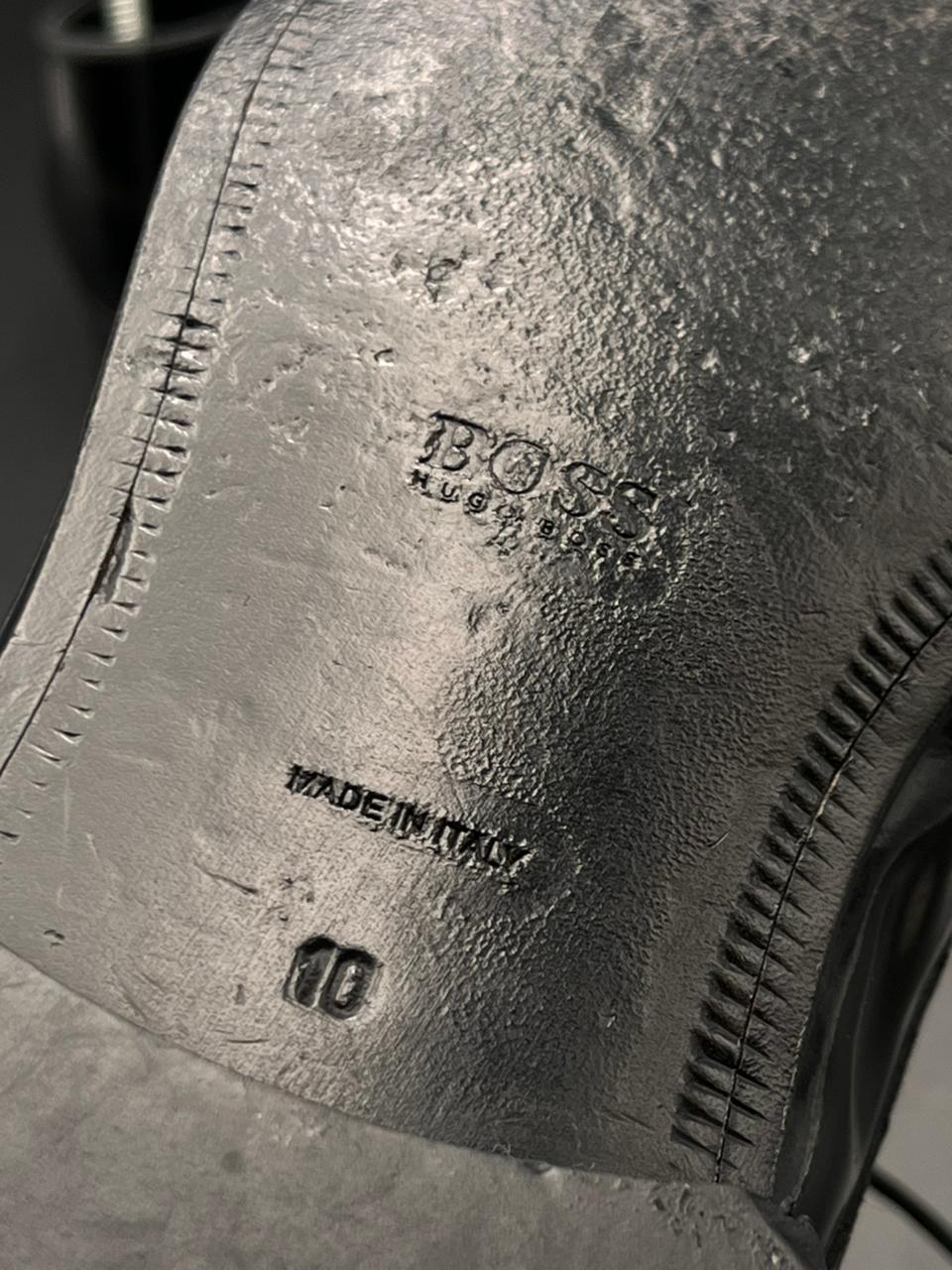 BOSS Hugo Boss Men's Black Leather Derby Dress Shoes