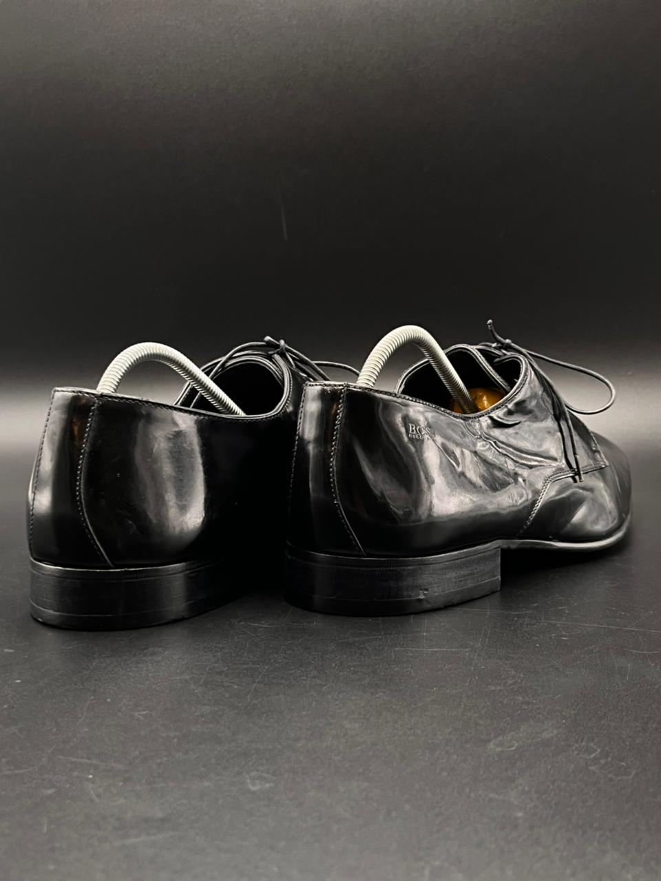 BOSS Hugo Boss Men's Black Leather Derby Dress Shoes