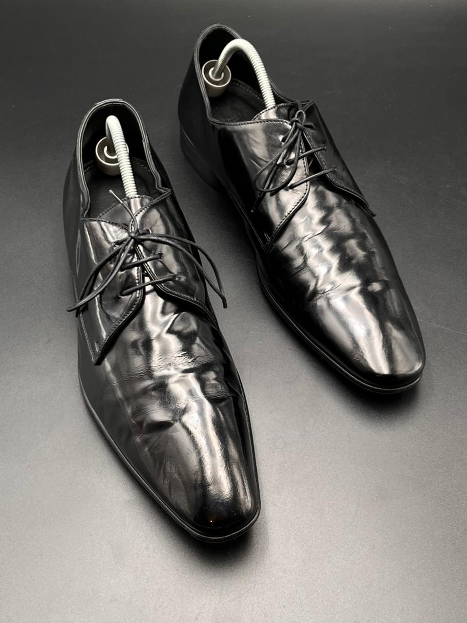 BOSS Hugo Boss Men's Black Leather Derby Dress Shoes