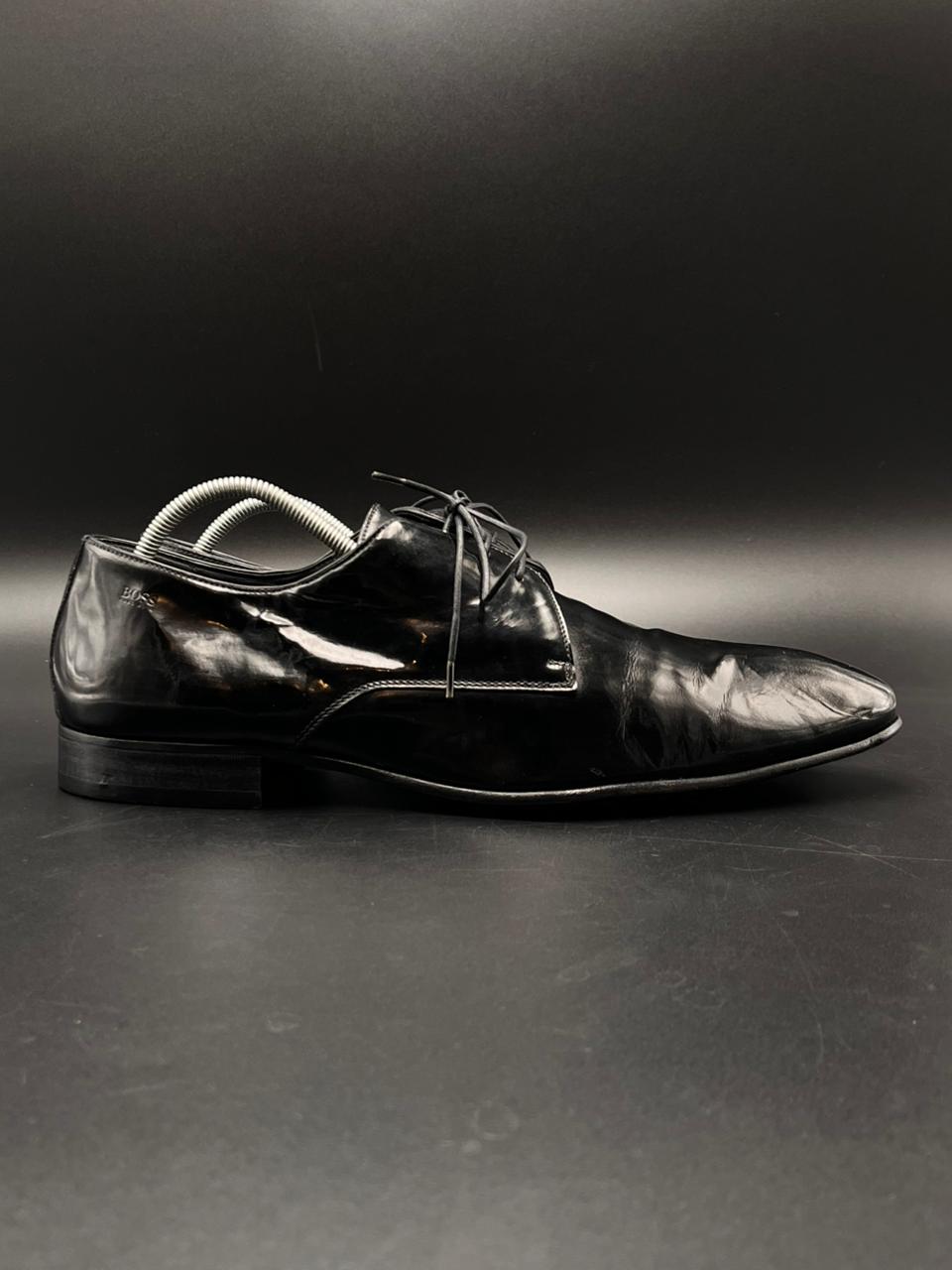 BOSS Hugo Boss Men's Black Leather Derby Dress Shoes