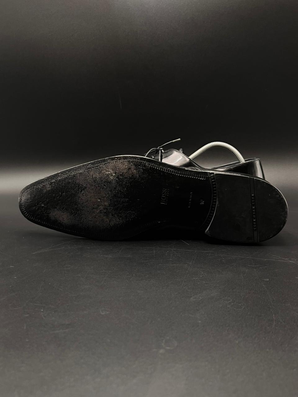 BOSS Hugo Boss Men's Black Leather Derby Dress Shoes