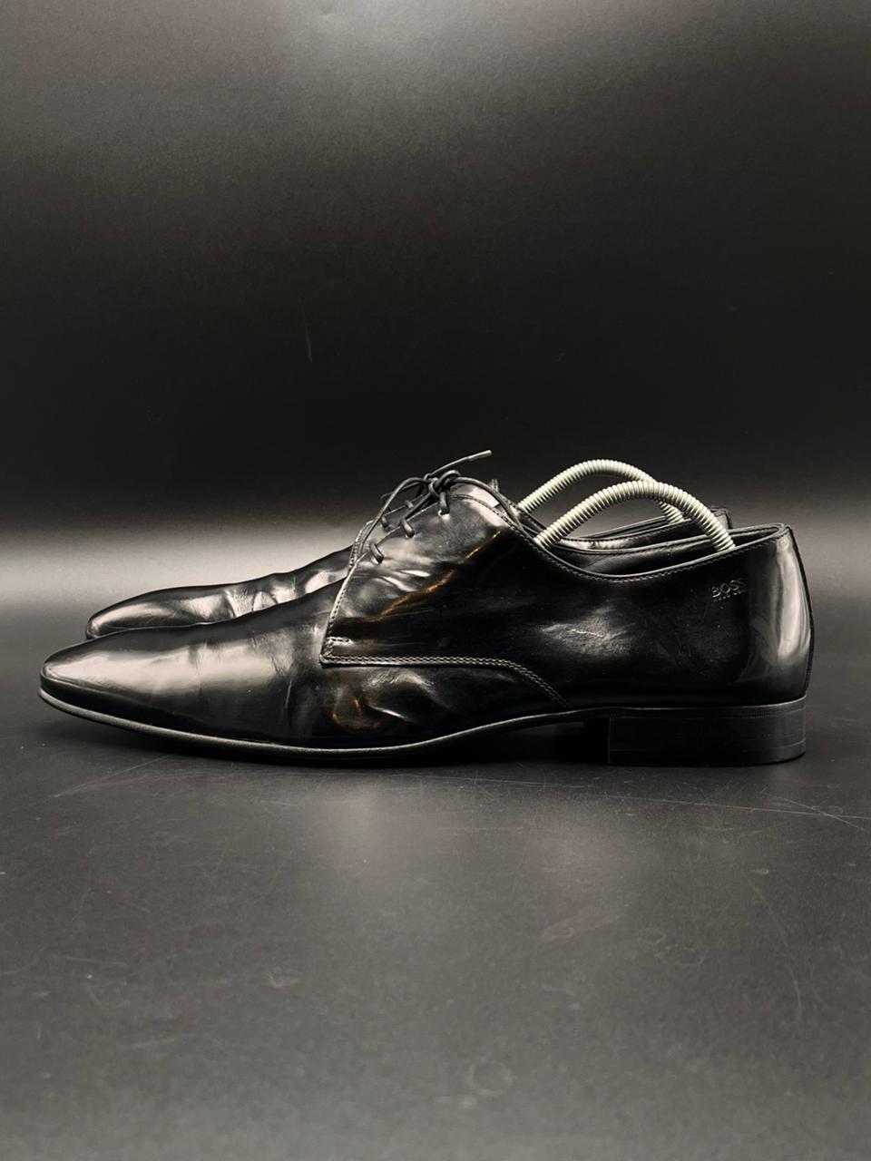 BOSS Hugo Boss Men's Black Leather Derby Dress Shoes