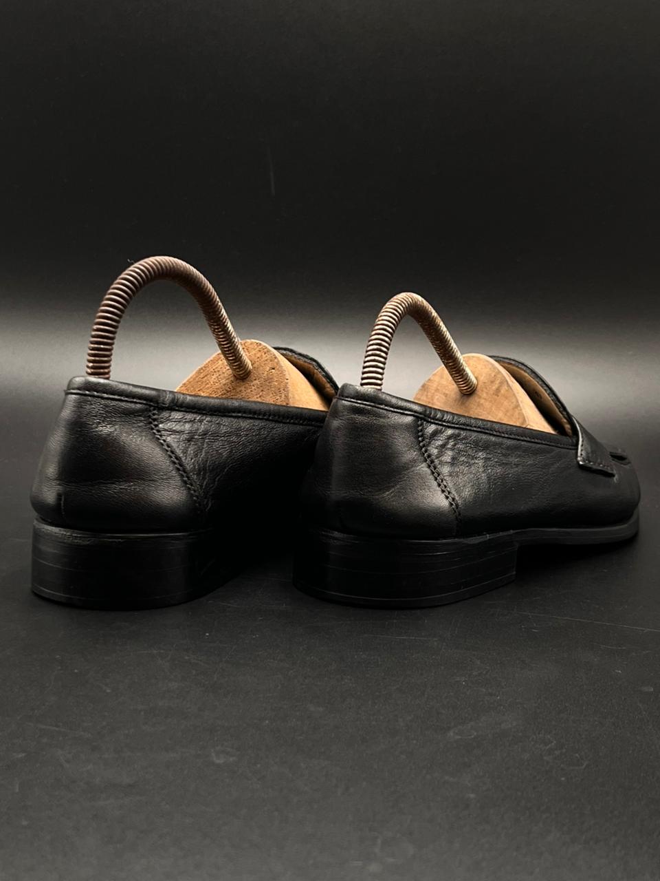 Bally Switzerland Black Leather Penny Loafers