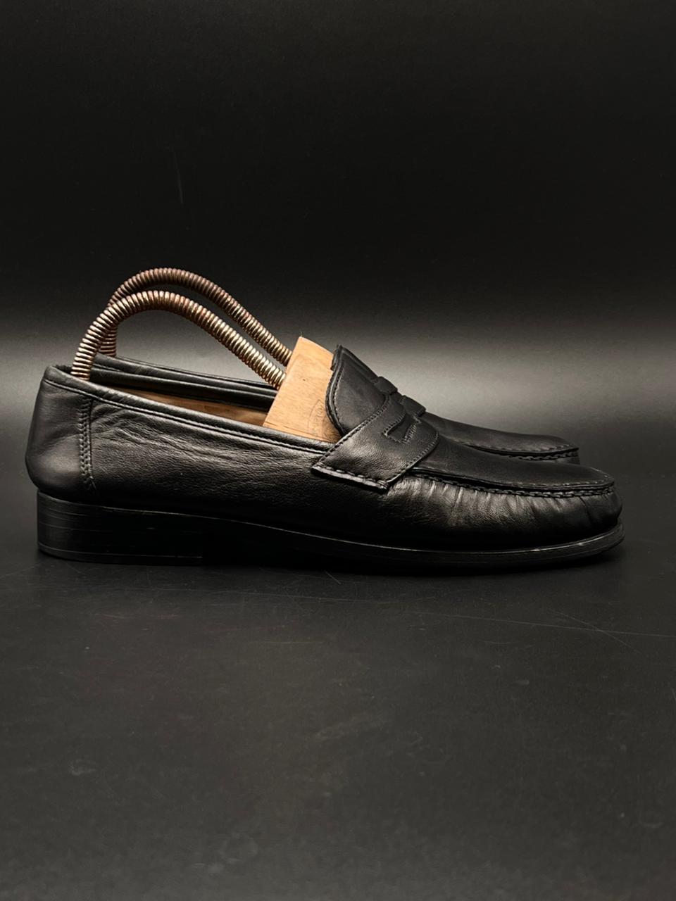 Bally Switzerland Black Leather Penny Loafers