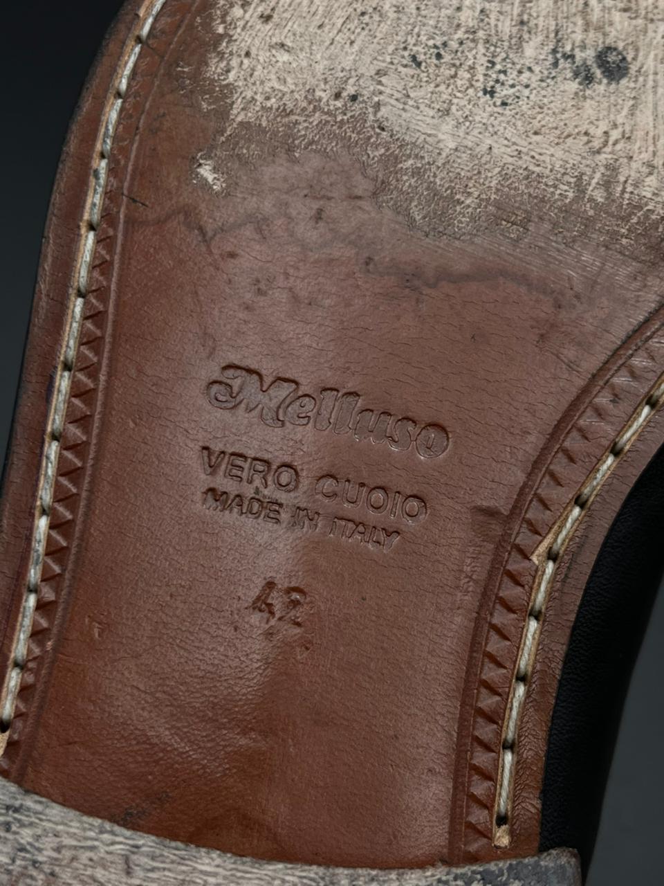 Melluso Linea Elegante Italian Men's Black Leather Lace Up Dress Shoes